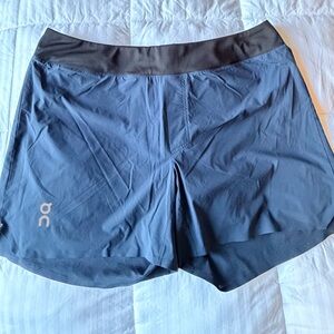 On Running Navy Athletic Shorts with Black Waistband